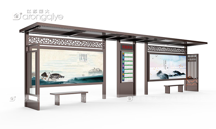 仿古款公交候車亭生產(chǎn)設計圖